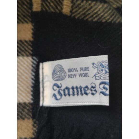 James Dalgliesh Plaid Wool Scarf Black Mens OS - Picture 3 of 4